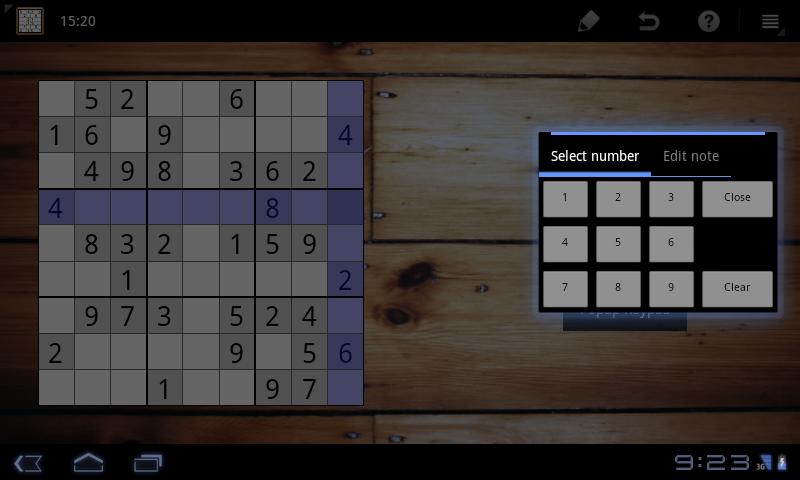 Tablet Sudoku Screen 3