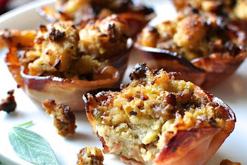 Pork Sausage Apple Stuffing in Pancetta Cups (Muffin Tin)