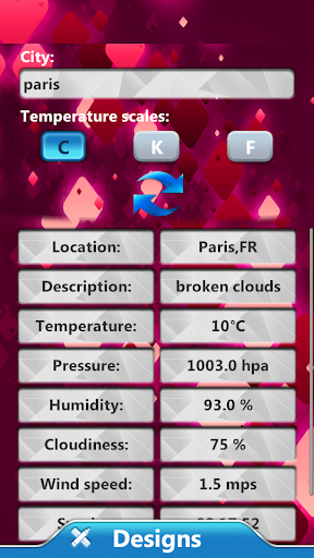 Pink Clock and Weather Widget