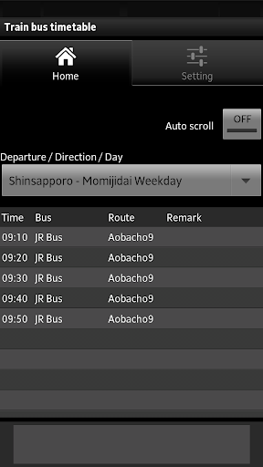 Train bus timetable