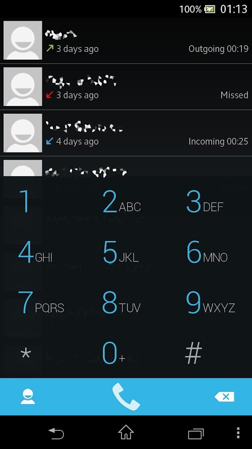 Android application exDialer KitKat Holo theme screenshort