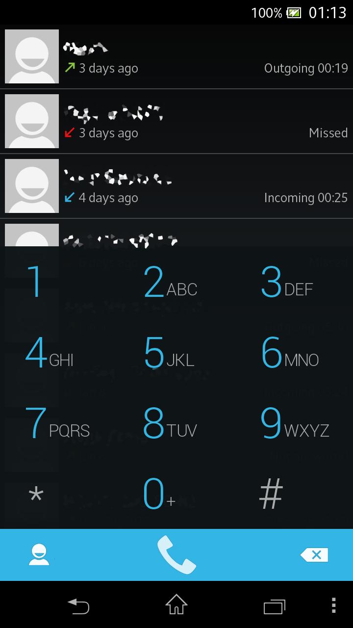 exDialer KitKat Holo theme Screen 1