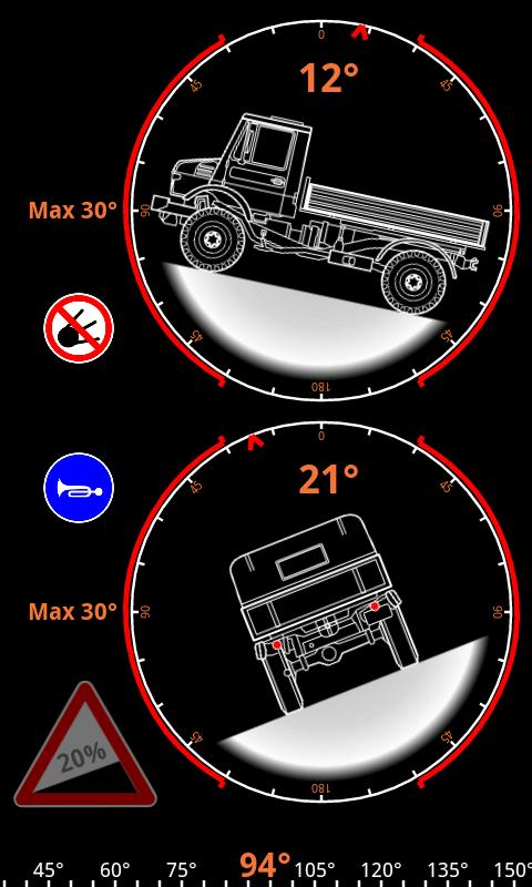 Unimog Inclinometer Screen 2