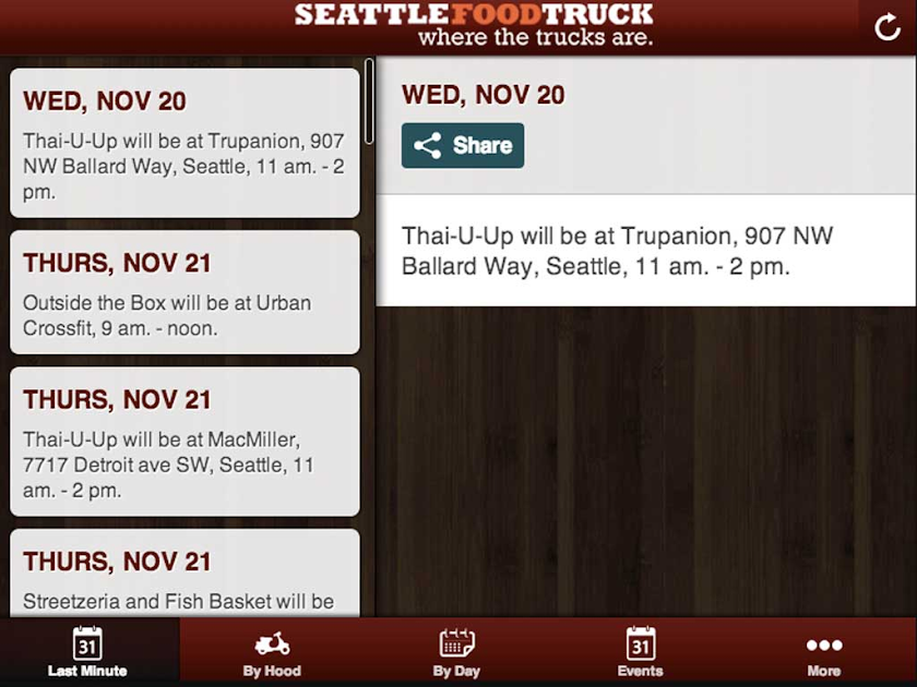 SeattleFoodTruck.com Screen 3