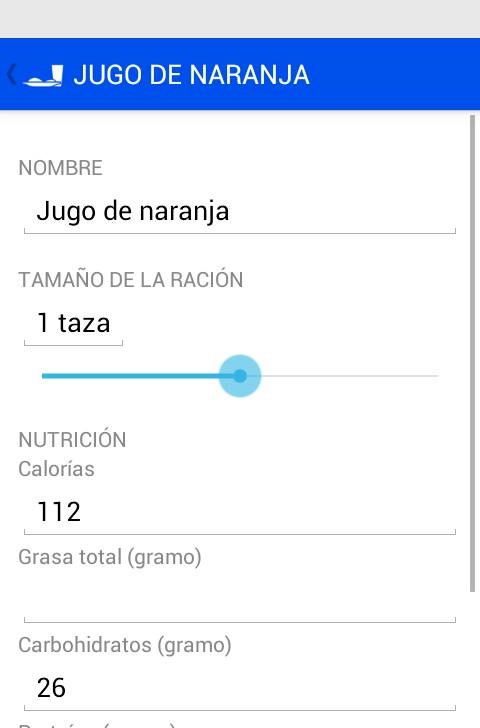 Diario de alimentos Screen 2