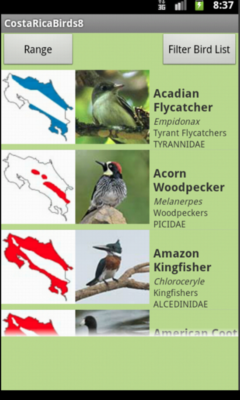Costa Rica Birds Fieldguide Screen 2