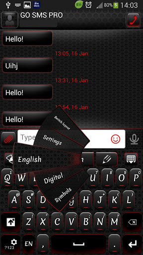GO SMS Black Red Theme