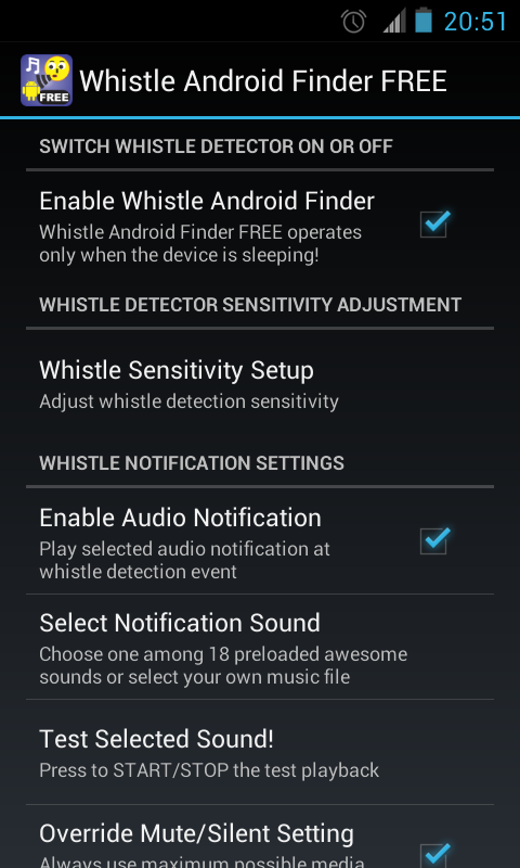   Whistle Android Finder FREE- tangkapan layar 