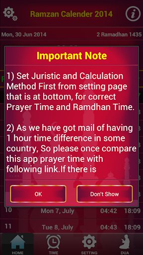 Ramadan 2015 Prayer Timings