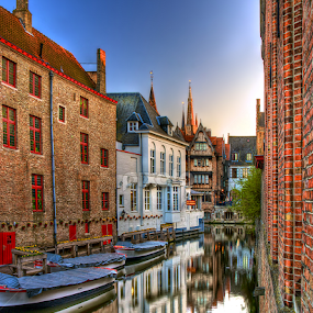 Twilight in Bruges by Peter Kennett - City,  Street & Park Neighborhoods