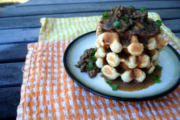 Savory Waffles with Mushroom Gravy