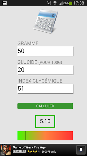 Calcul Charge Glycémique CG