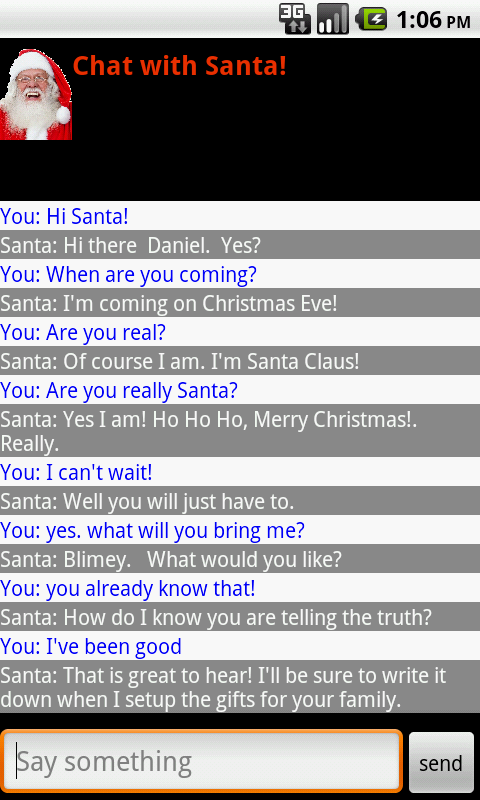 Chat with Santa Claus! Screen 2