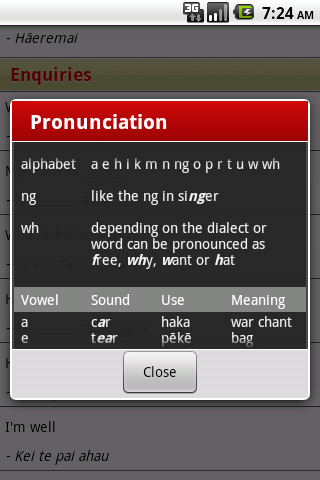 Maori Phrases Screen 3