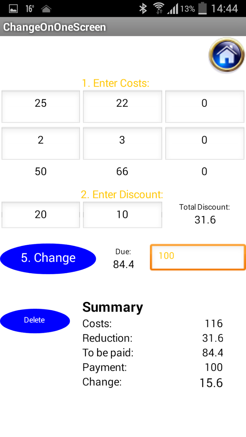 Change Calculator Screen 3