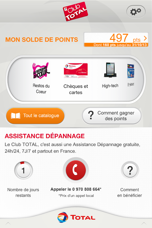 Android application Club TOTAL screenshort