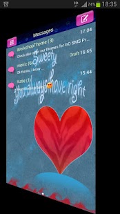 GO SMS Theme Red Heart Screenshots 2
