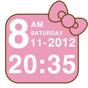 Pink Kitty bow Clock Widget -  apps