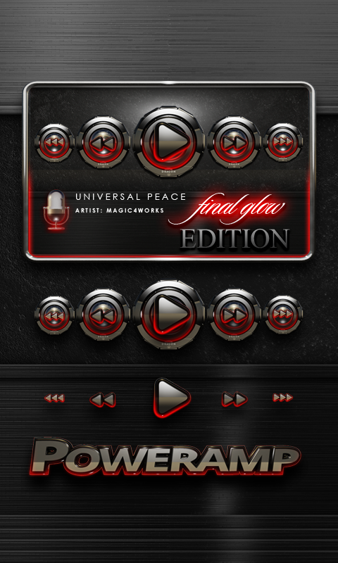 Poweramp skin widget Red Glow Screen 2