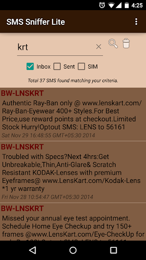 SMS Sniffer Lite SMS Search