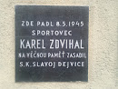 Karel Zdvihal Memorial Plate