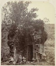Candi Parakesit, general view of the ruined temple and the scattered sculputal and architectural reamins; the temple dissapeared in 1873. Dieng Plateau, Wonosbo district, Central Java province 8th- 9th century.