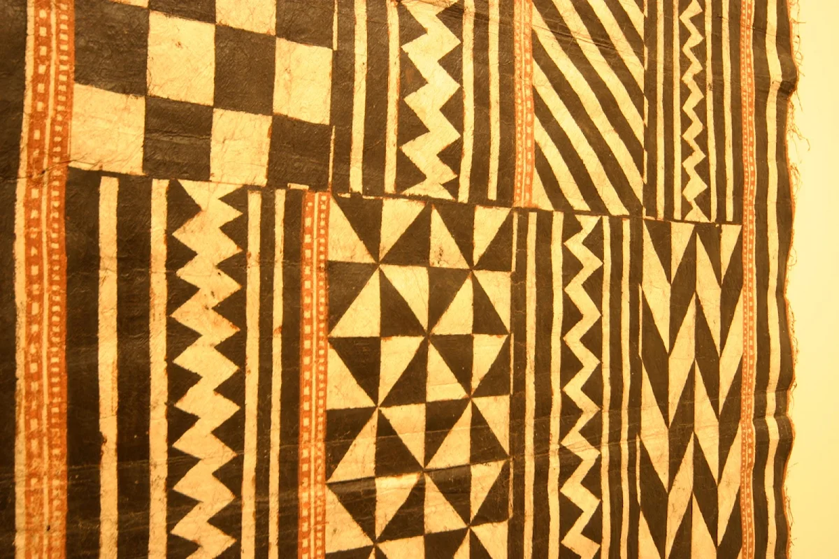 Polynesia-tapa - A Hawaiian/Polynesian cloth of tapa with a classic geometric pattern, seen at the Honolulu Academy of Arts.