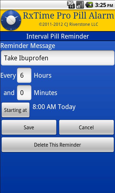 RxTime Pro Pill Reminder Screen 3