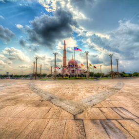 Putra Mosque with moving clouds, Putrajaya Malaysia by Rithauddin Zpiritz - Buildings & Architecture Architectural Detail