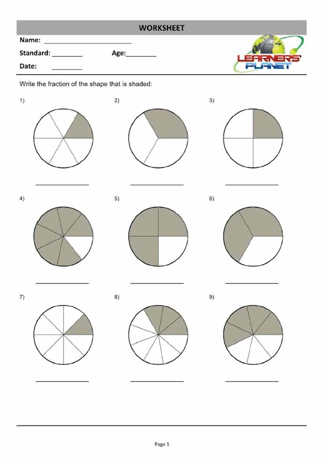 Worksheets Grade 3 Fractions Worksheets worksheets on fractions for grade 3 reocurent maths wb android apps google play