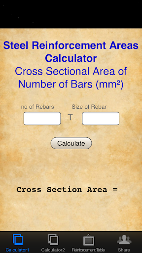Reinforcement Areas Calculator