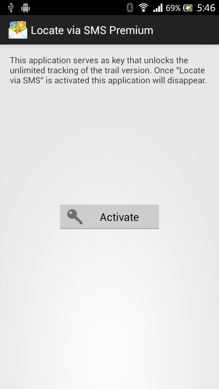 Locate via SMS Premium Screen 1