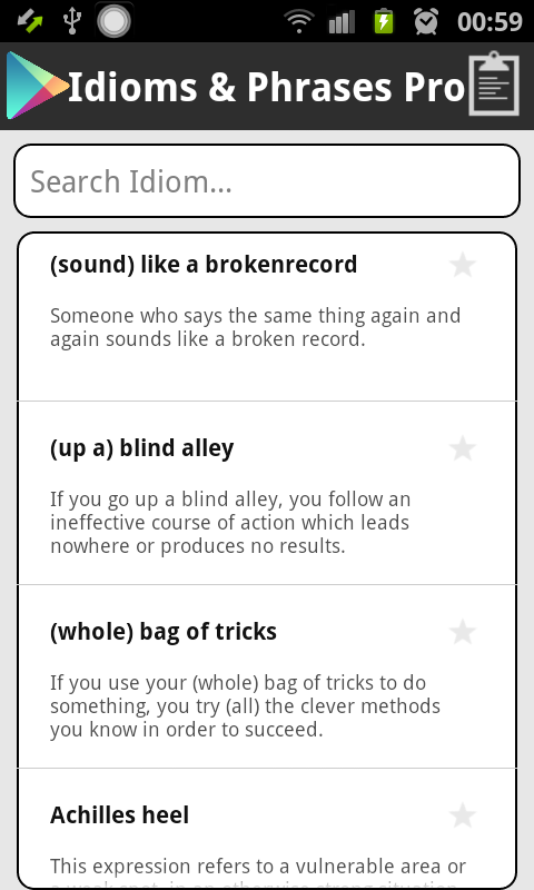 Idioms &amp; Phrases Pro Screen 3