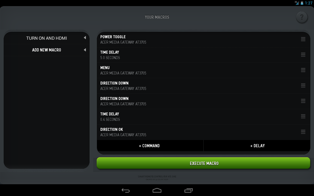 Inteligente remoto IR - Samsung / HTC - Screenshot