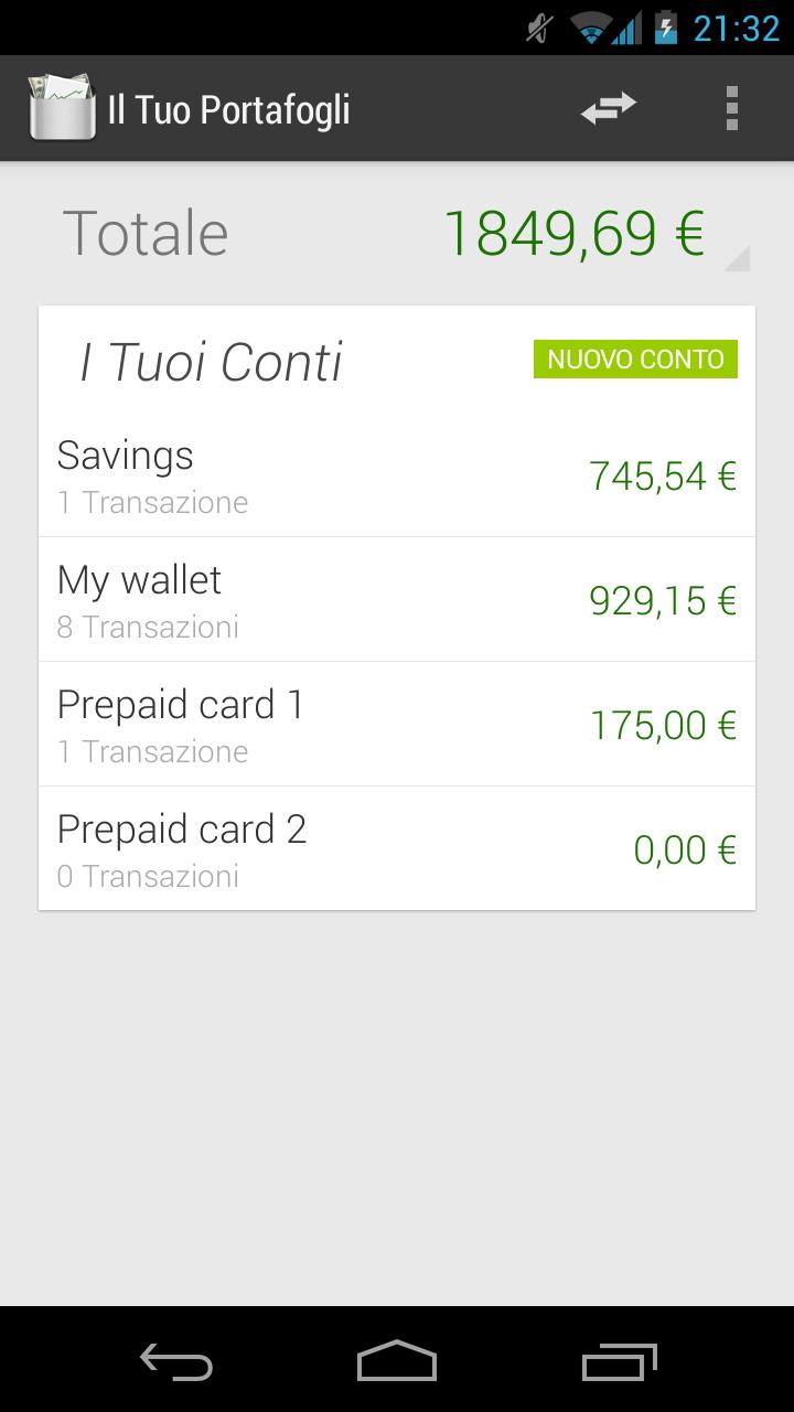 Android application Your Wallet screenshort