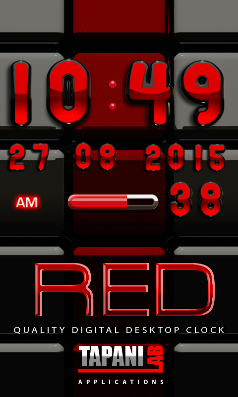 Digi Clock Black Red widget Screen 1