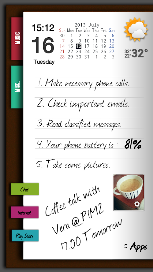 Android application Brown Agenda for ssLauncher OR screenshort