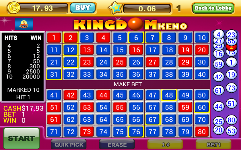 Video Keno Kingdom Screen 3