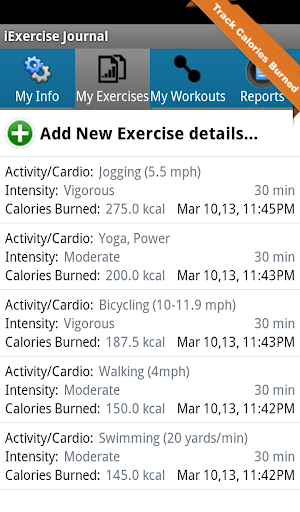 iExercise Journal -Fitness App