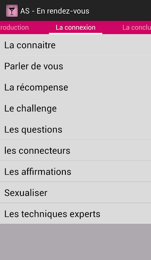 Android application Séduire femme en rendez-vous screenshort