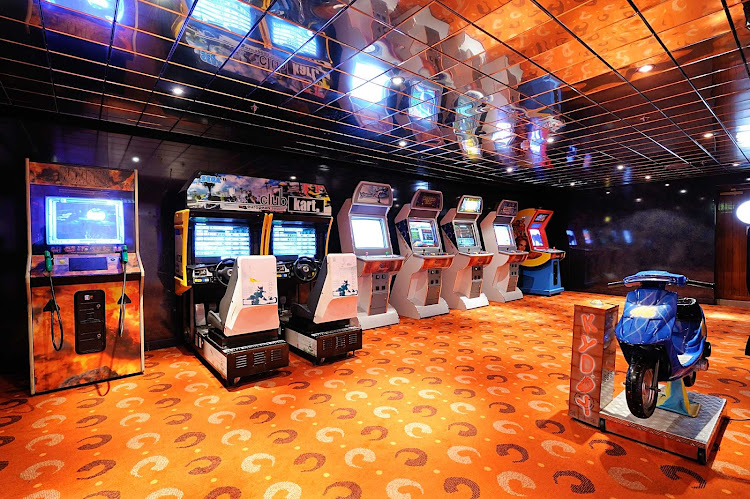 The Galaxy video game arcade is just one way to keep kids entertained on an MSC Sinfonia cruise. 