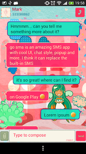 GO SMS Sweet Angel Theme