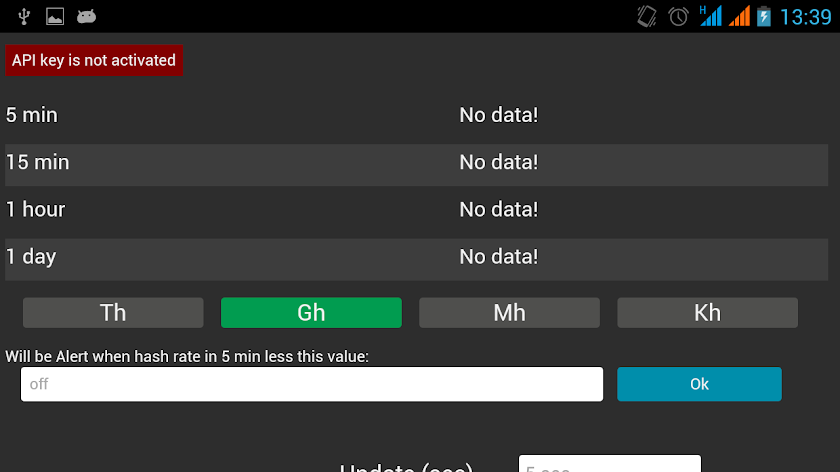 gHash.io miner status Screen 2