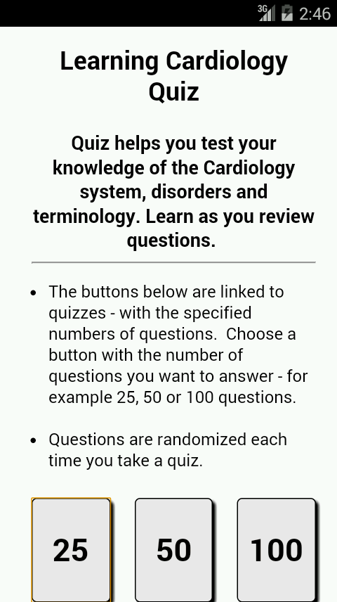Learning Cardiology Quiz Screen 2