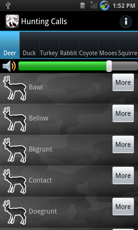 Android application Hunting calls sounds screenshort