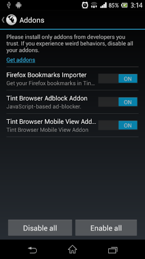 Tint Browser Mobile View addon