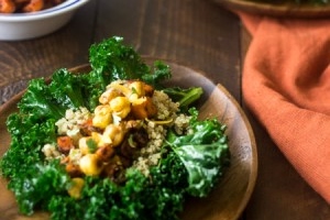 Mexican Quinoa and Sweet Potato Kale Wraps with Honey Lime Vinaigrette
