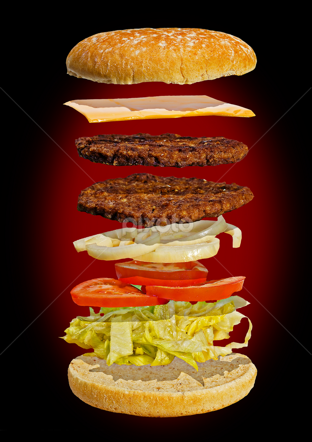 Burger Exploding by Jason Lovell - Food & Drink Ingredients
