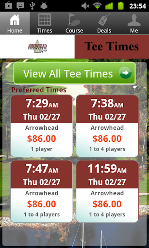 Arrowhead Golf Tee Times