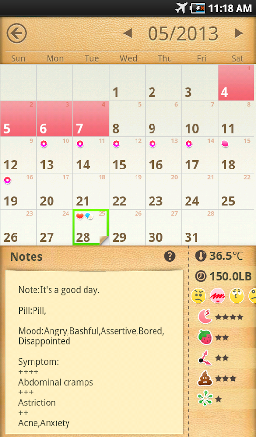 Приложение Женский календарь на Андроид
